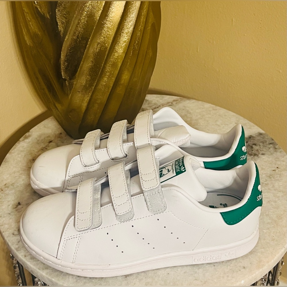 Adidas Stan Smith Kids Sneakers White Green Size 3 Excellent w/ Box